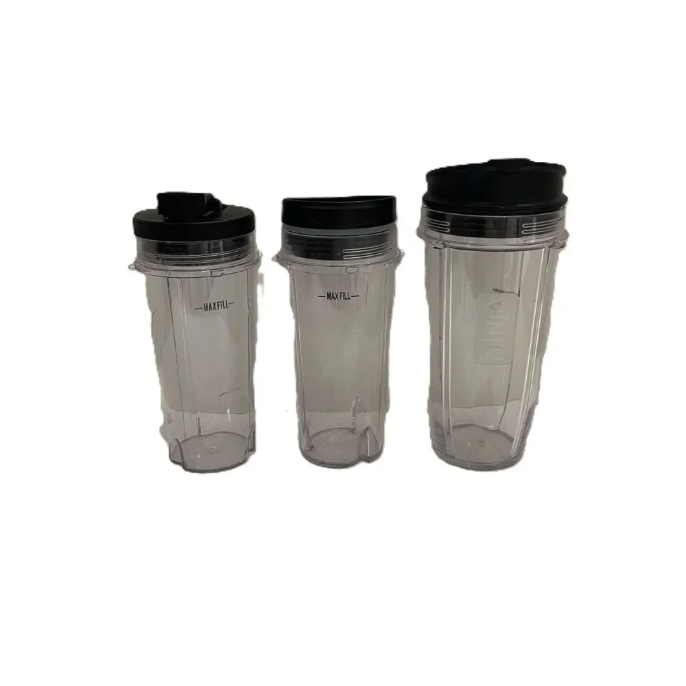 Lot of 3 Nutri Ninja Blender Replacement Cups with Lids Models BL770 & BL660